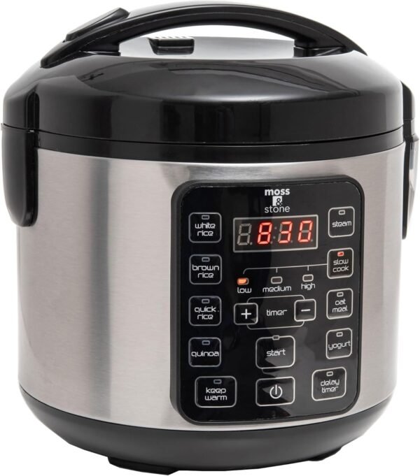 71XxIVjRB5L._AC_SL1500_ Moss & Stone Small Digital Rice Cooker Review 8-Cup Steamer with 10 Preset Settings