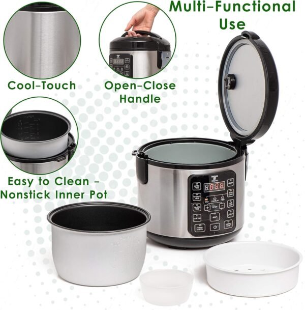 81APhzXBMGL._AC_SL1500_ Moss & Stone Small Digital Rice Cooker Review 8-Cup Steamer with 10 Preset Settings